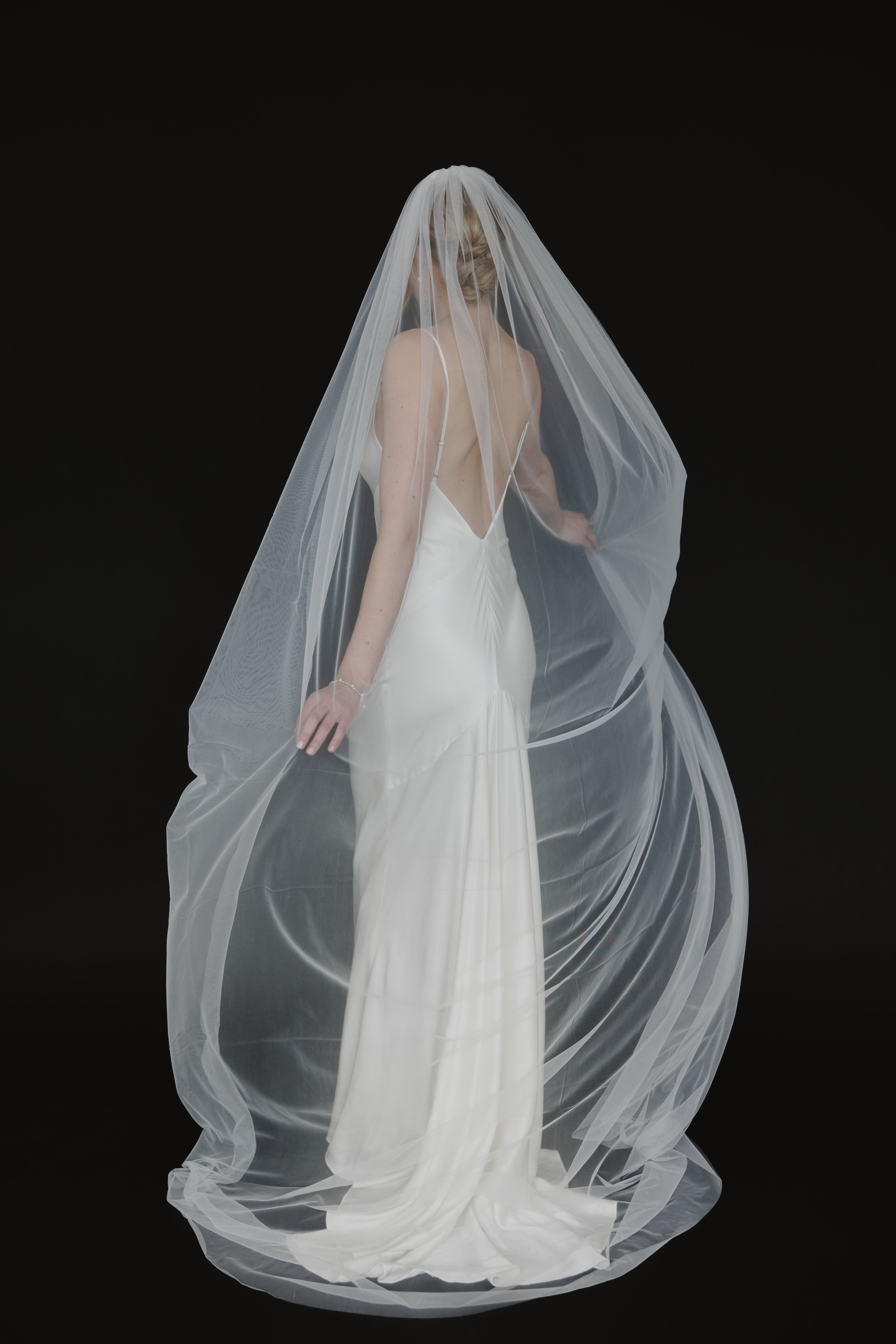 white wedding dress with black veil Untamed Petals Day Dream Veil | Luxe Tulle Bridal Veil | Raw Edge Veil | Simple Wedding Veil | Fingertip | 50
