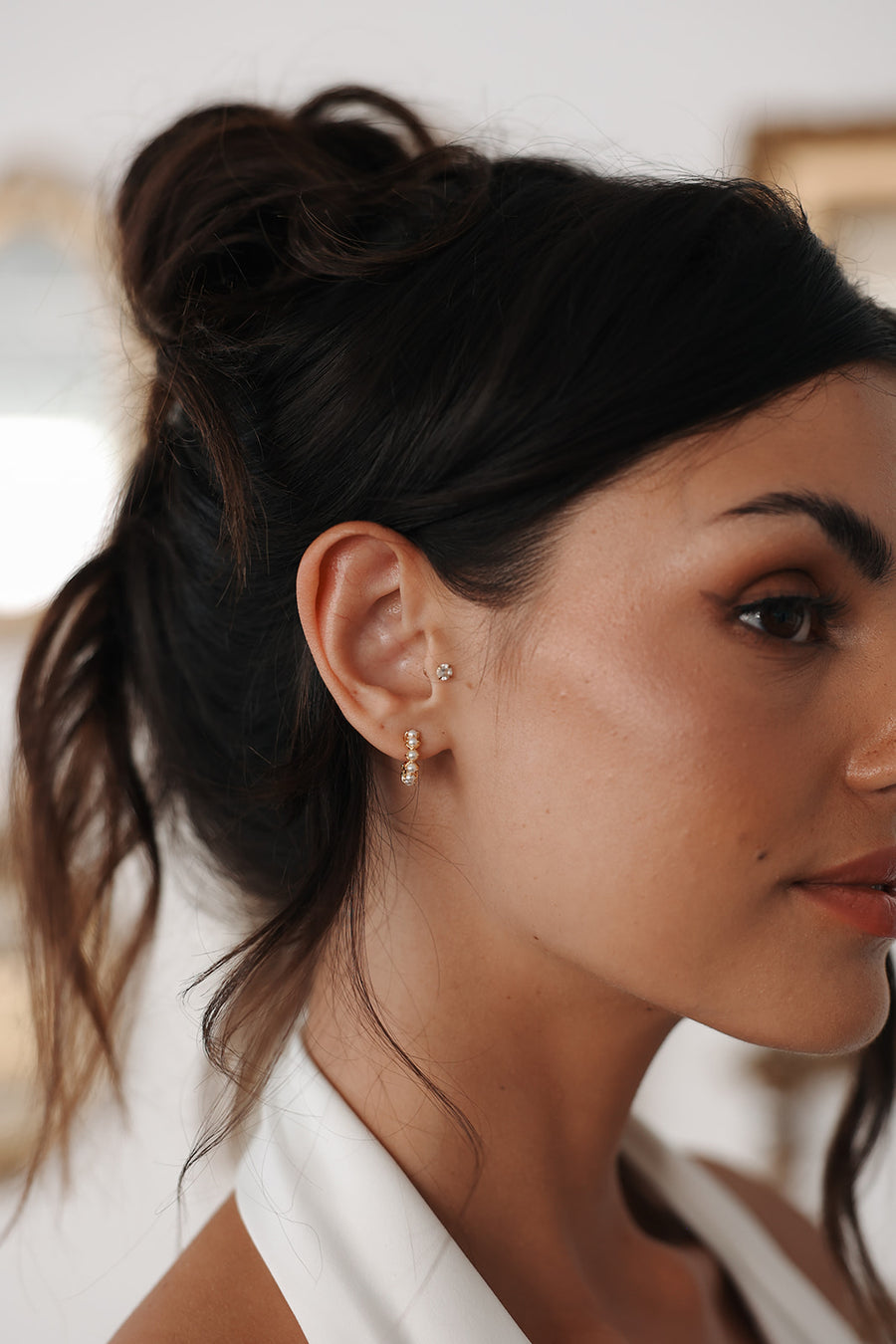 Jessica Pearl Mini Hoops