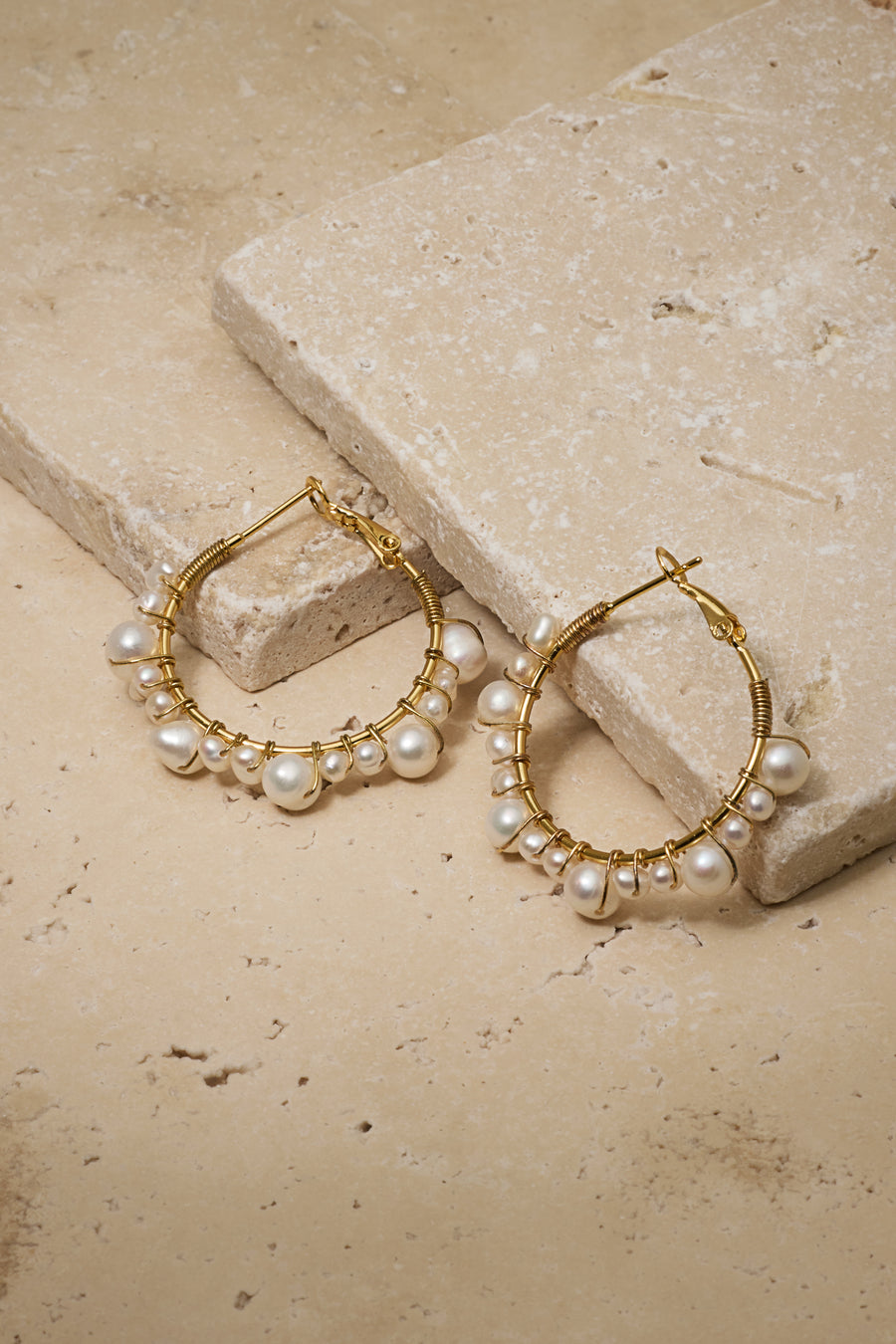 Marin Pearl Wrapped Hoop Earrings