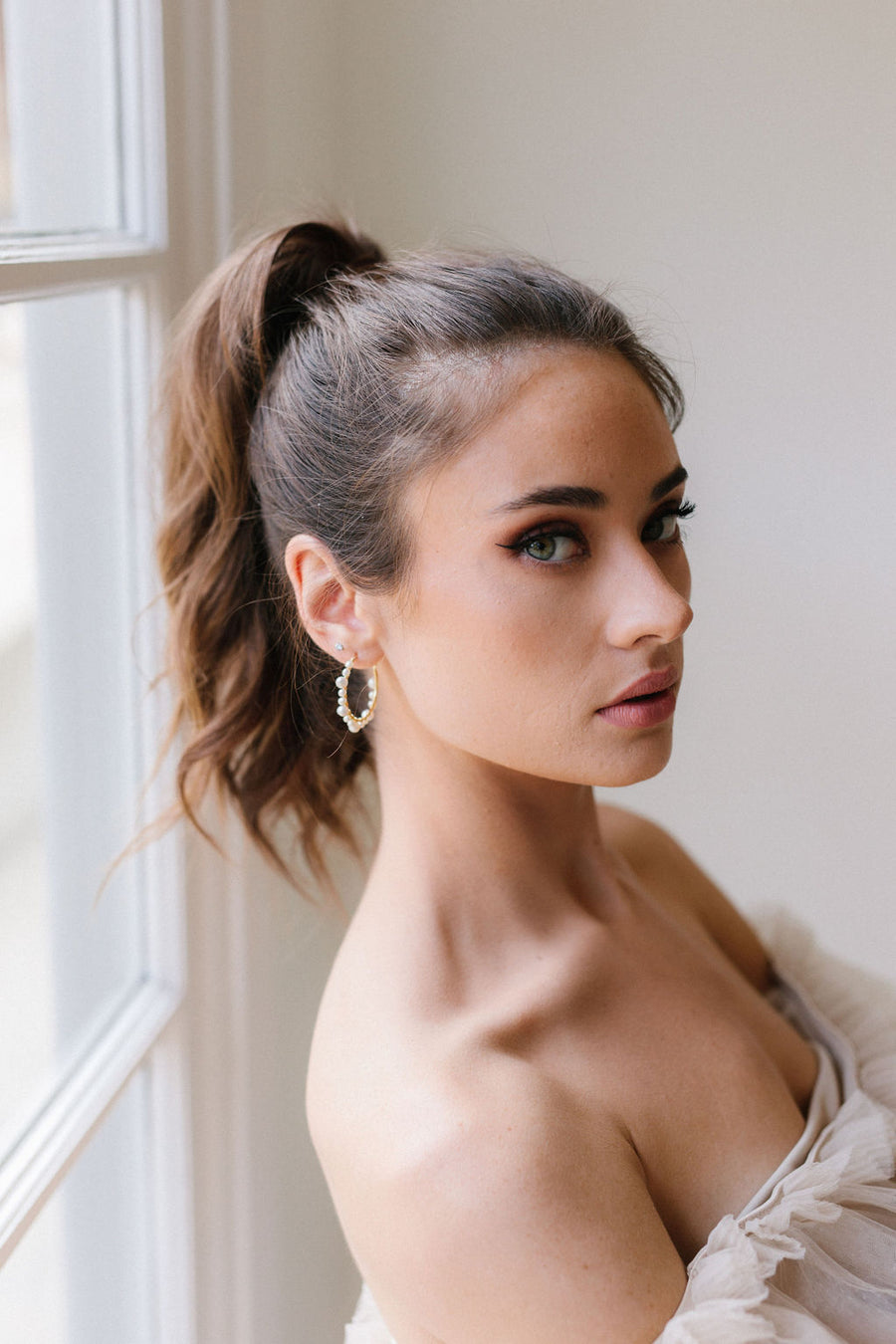 Marin Pearl Wrapped Hoop Earrings