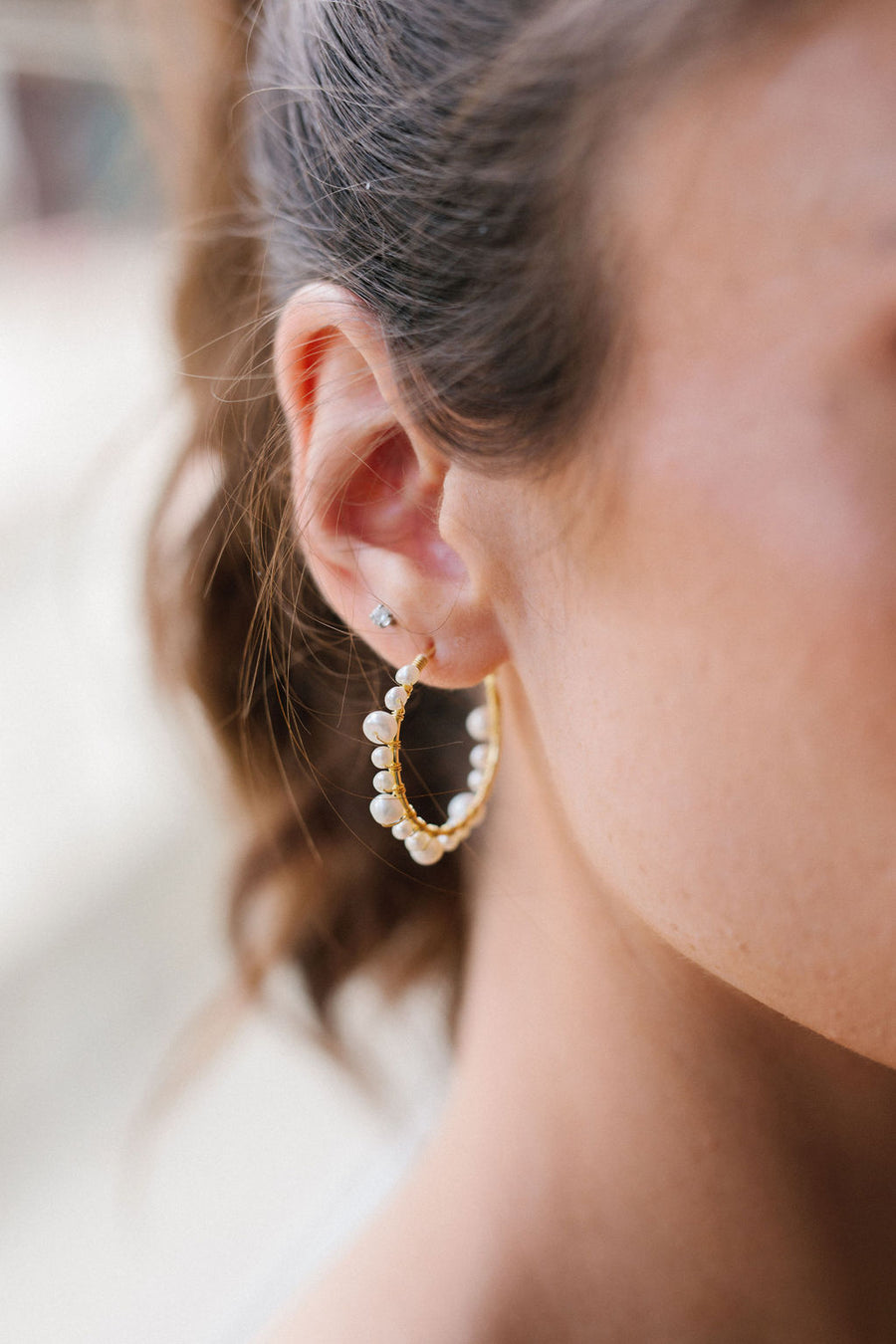 Marin Pearl Wrapped Hoop Earrings