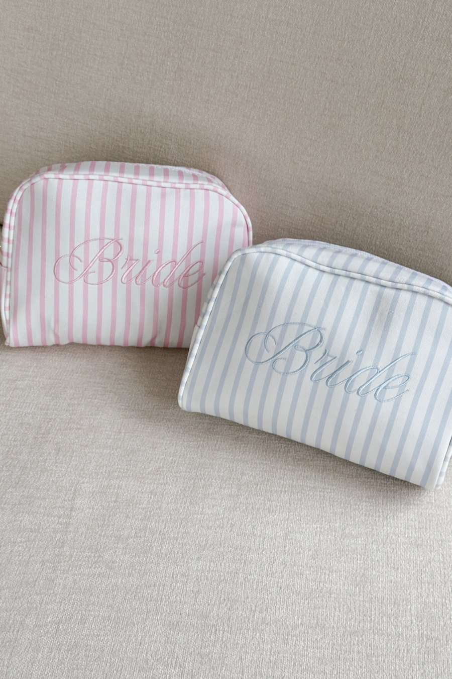 Bride Striped Cosmetic Bag - Blue