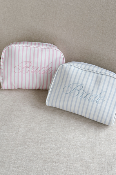 Bride Striped Cosmetic Bag - Pink