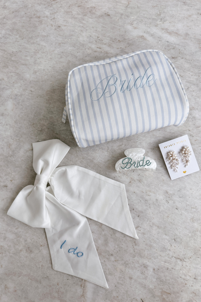 Bride Striped Cosmetic Bag - Blue