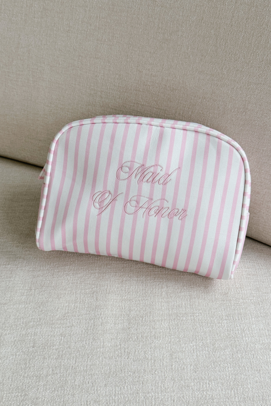 Maid of Honor Striped Cosmetic Bag