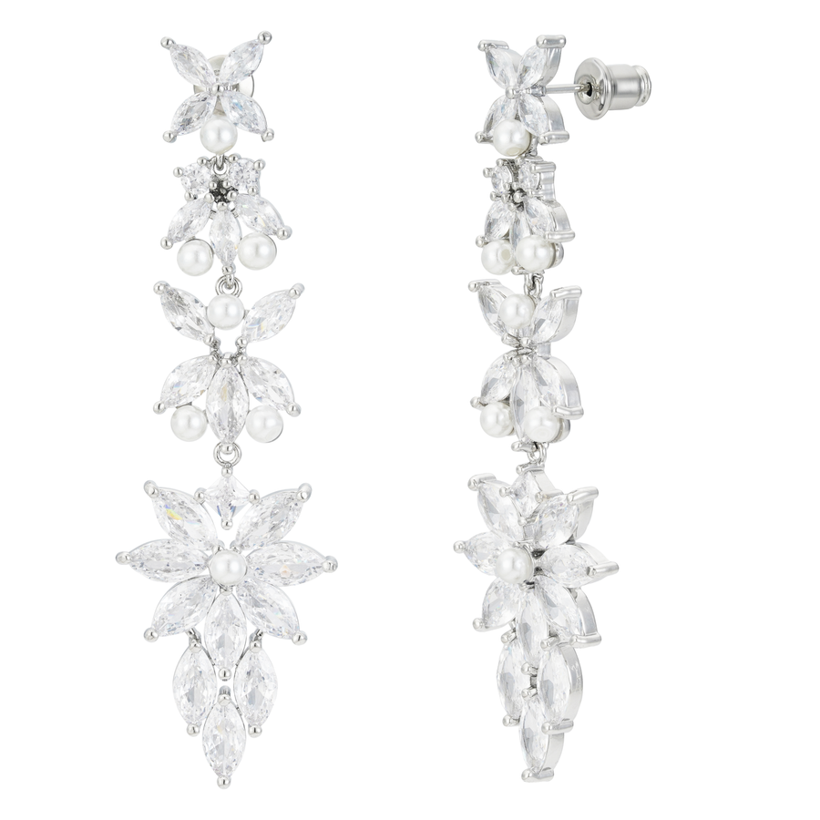 Rosette Crystal Drop Earrings