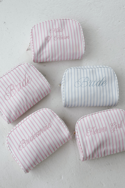 Flower Girl Striped Cosmetic Bag