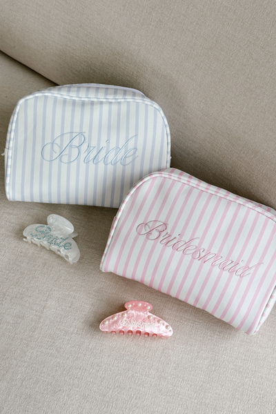 Bride Striped Cosmetic Bag - Blue