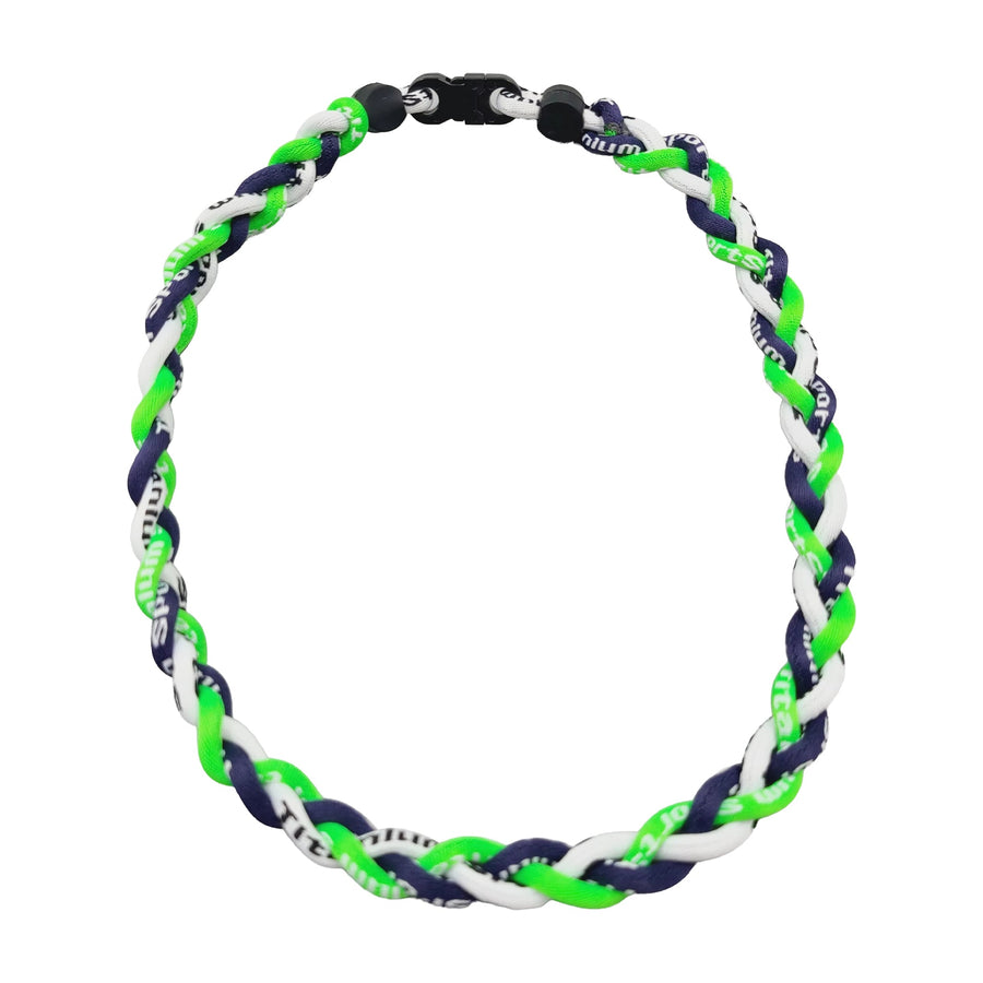 Blaze Rope Sports Necklace | Neon Green, Blue & White