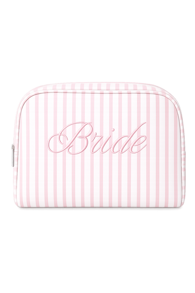 Bride Striped Cosmetic Bag - Pink