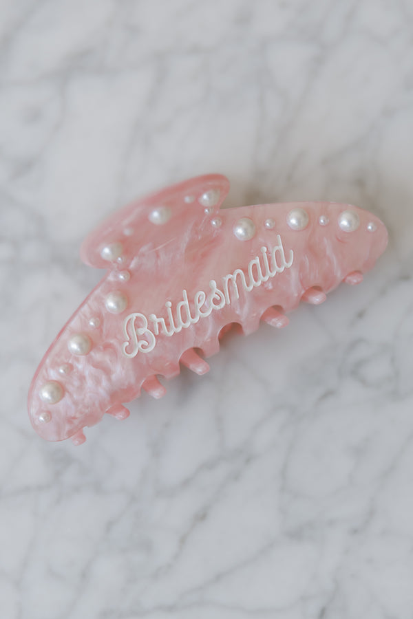 Bridesmaid Pink Pearl Claw Clip