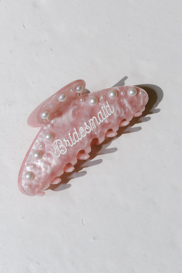Bridesmaid Pink Pearl Claw Clip