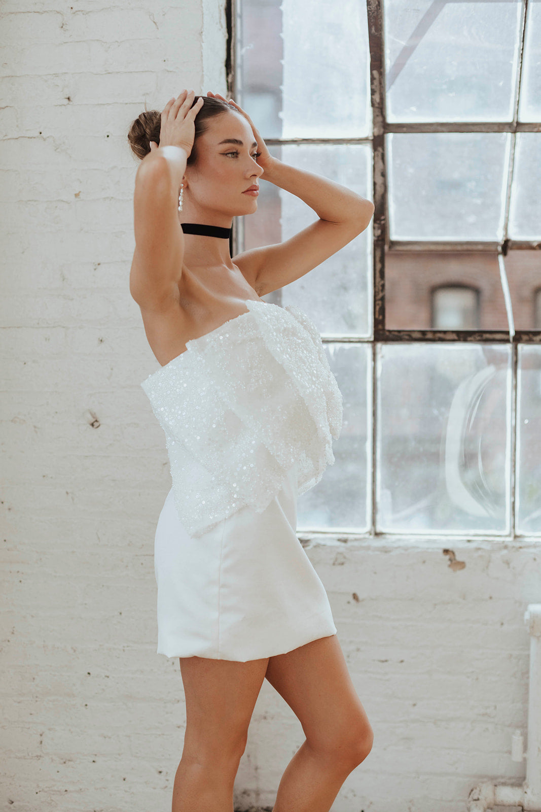 Brooklyn Bow Mini Dress- LIME