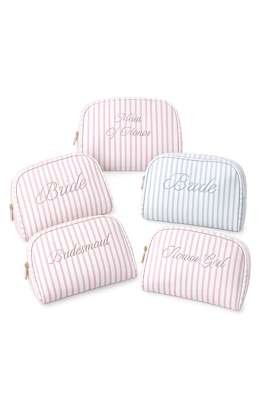 Bride Striped Cosmetic Bag - Pink