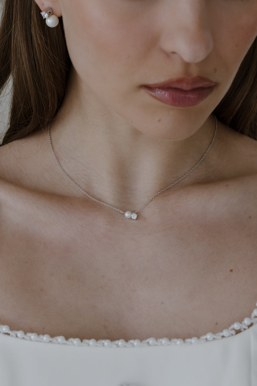 Evermore Pearl and Crystal Necklace