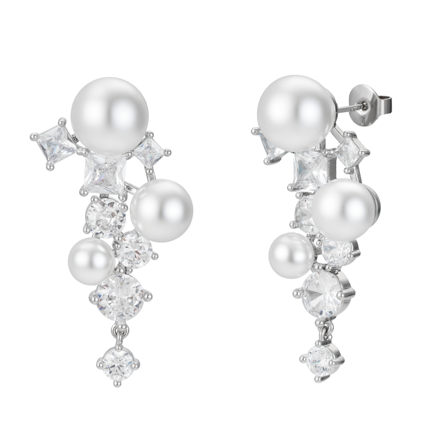 Alexandra Pearl and Crystal Drop Earrings