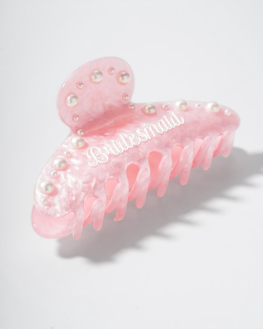 Bridesmaid Pink Pearl Claw Clip