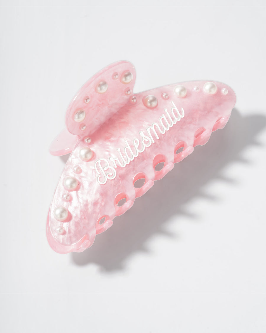 Bridesmaid Pink Pearl Claw Clip