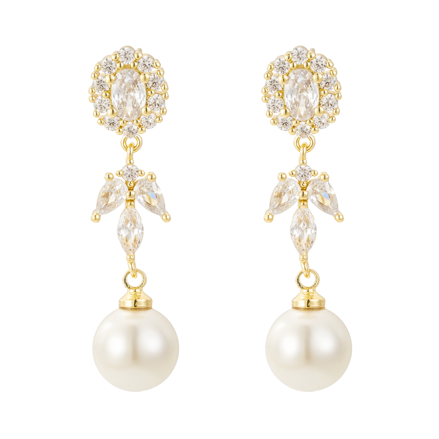 Palace Pearl and Crystal Drop Earrings
