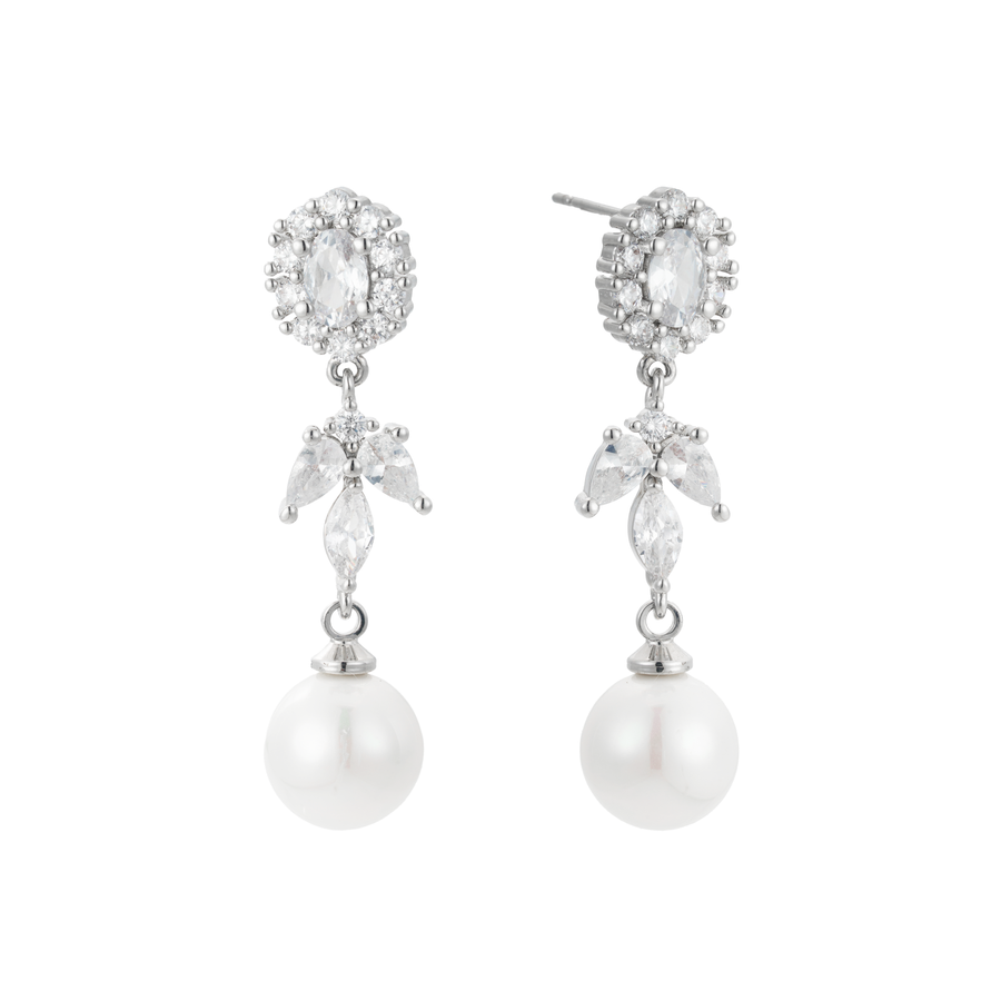 Palace Pearl and Crystal Drop Earrings