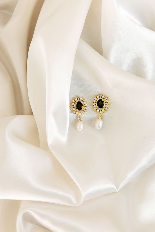 Gilded Pearl Drop Earrings