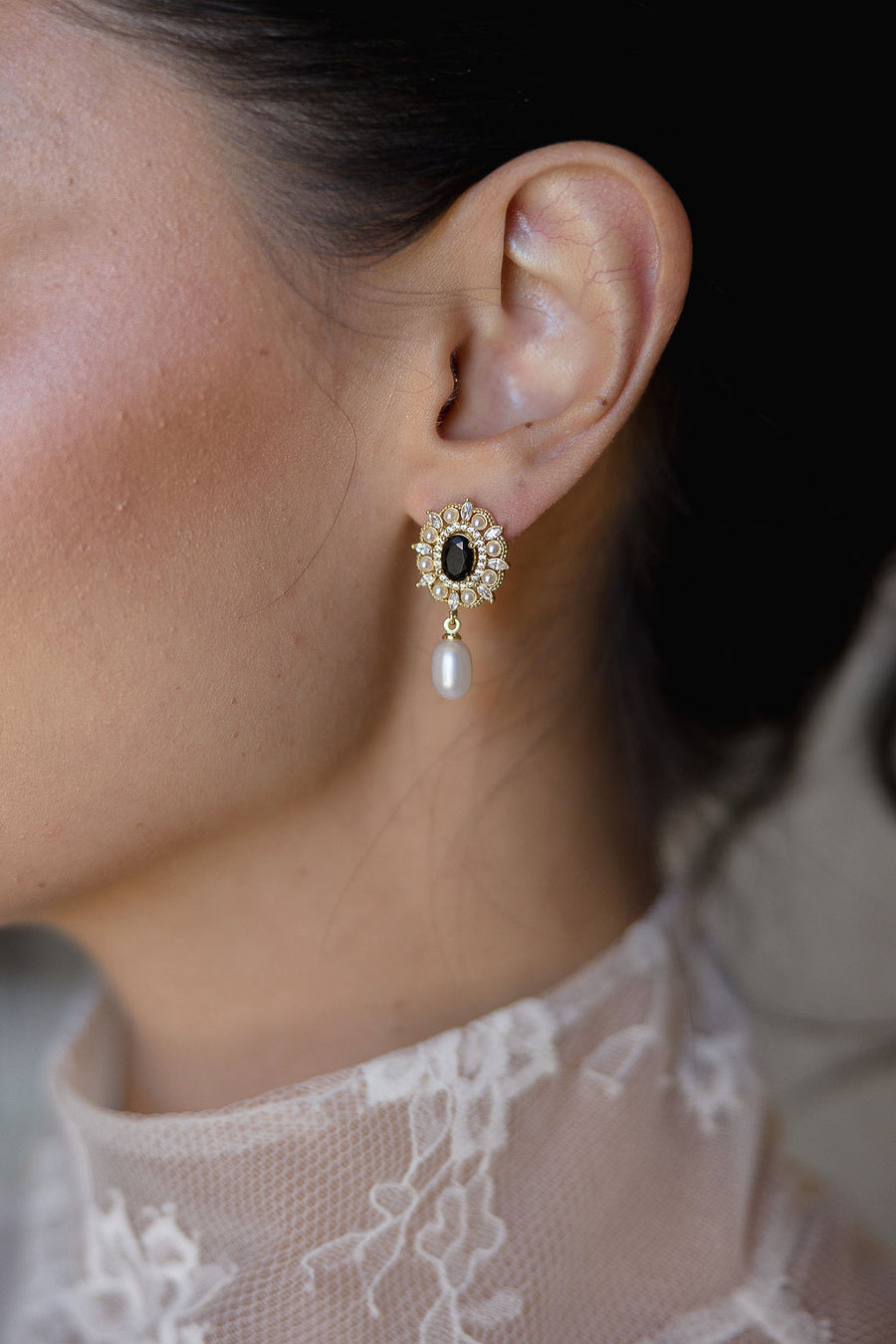 Gilded Pearl Drop Earrings
