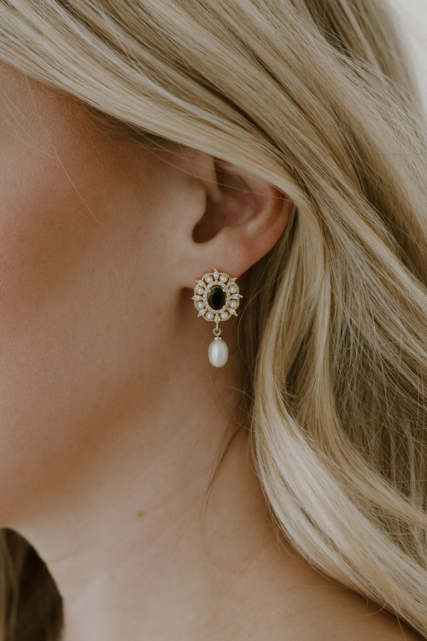 Gilded Pearl Drop Earrings