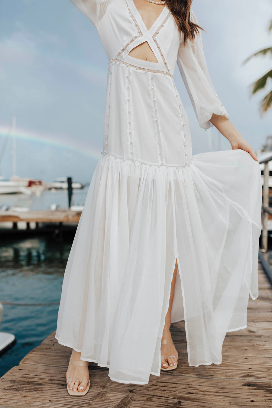 Hilton Cut-Out Dress - Off White Untamed Petals Hilton Cut-Out Dress - Off White Untamed Petals