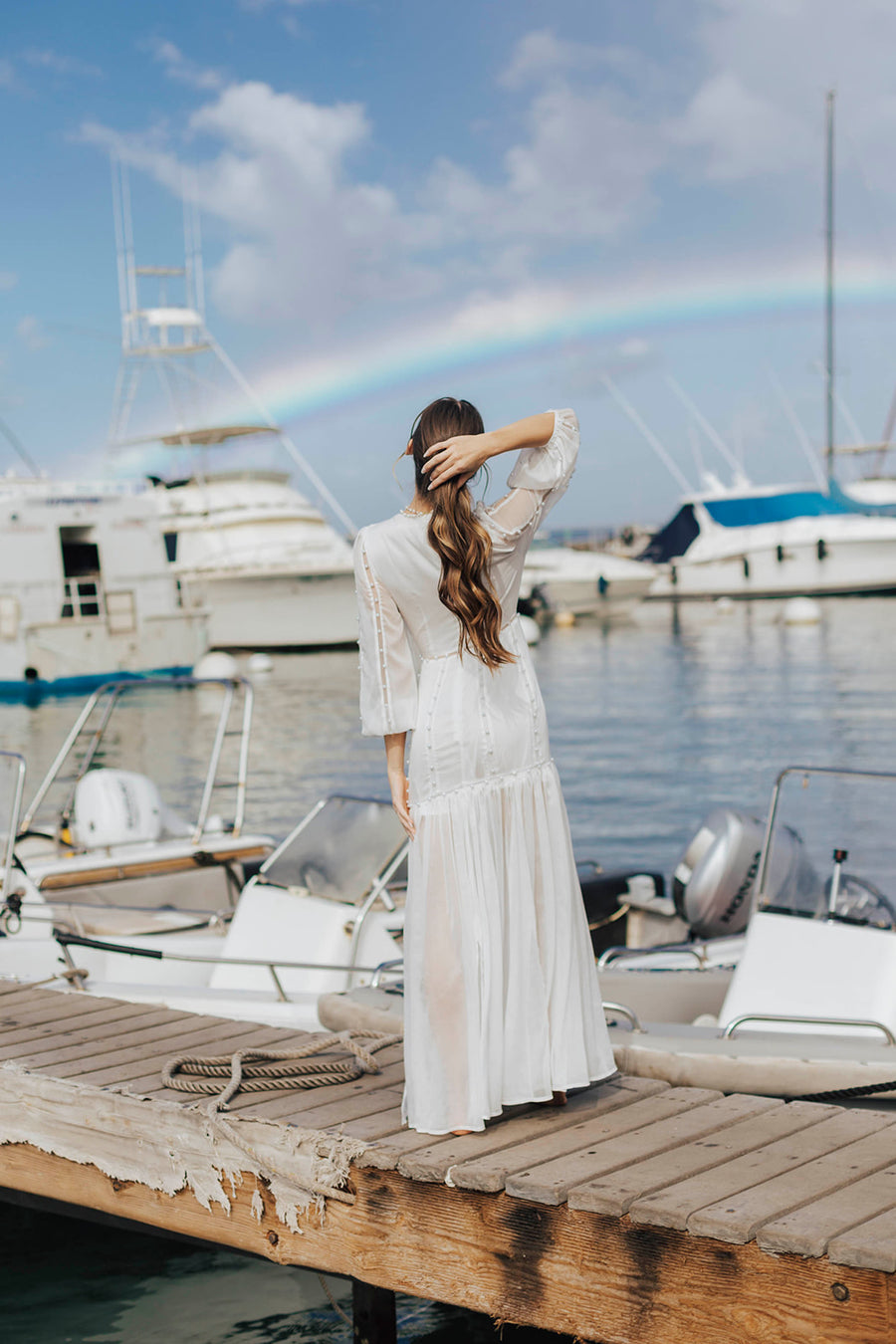 Hilton Cut-Out Dress - Off White Untamed Petals Hilton Cut-Out Dress - Off White Untamed Petals