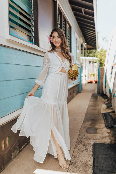 Hilton Cut-Out Dress - Off White Untamed Petals Hilton Cut-Out Dress - Off White Untamed Petals