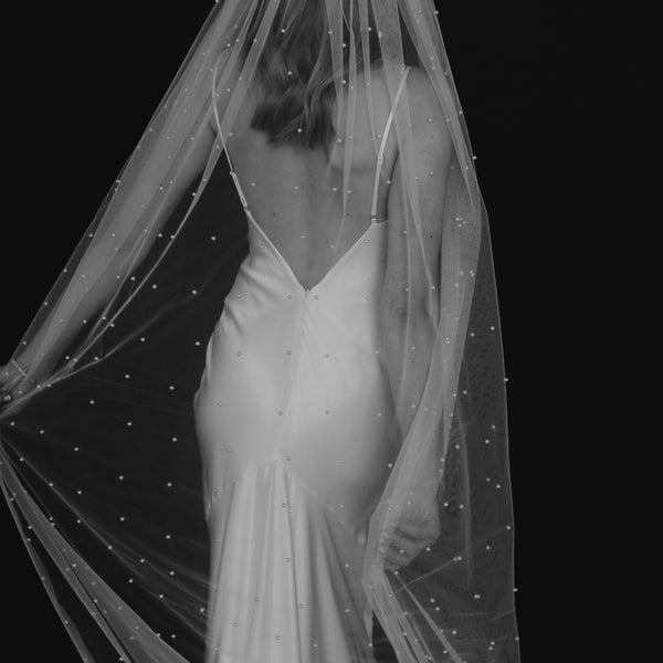 white wedding dress black veil Jackson Veil
