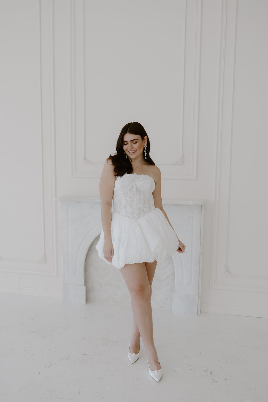 Juliette Mini Dress Strapless Lace Bubble Mini Dress | Untamed Petals Juliette Mini Dress Strapless Lace Bubble Mini Dress | Untamed Petals