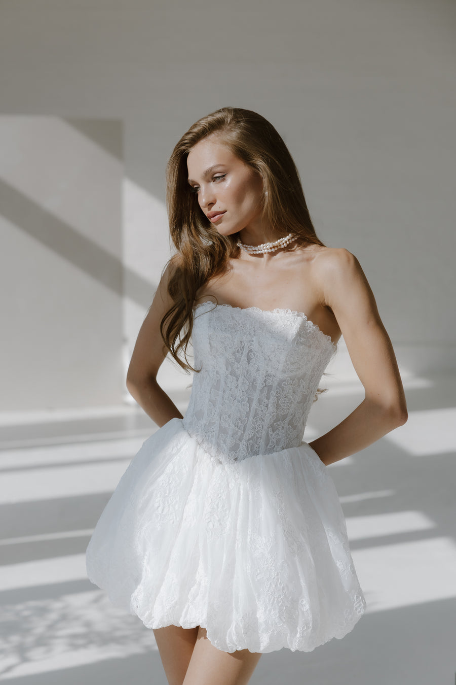 Juliette Mini Dress Strapless Lace Bubble Mini Dress | Untamed Petals Juliette Mini Dress Strapless Lace Bubble Mini Dress | Untamed Petals