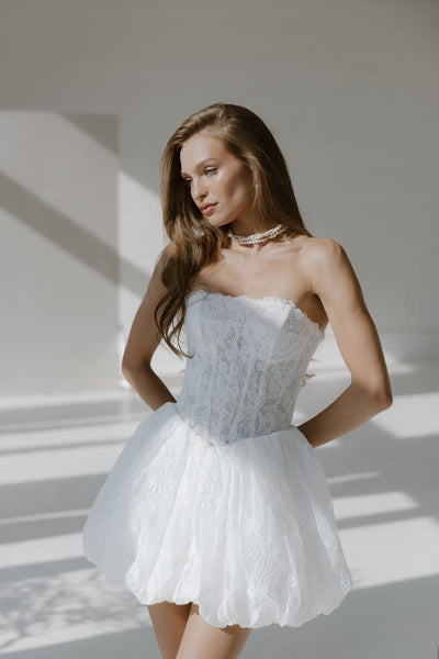 Juliette Mini Dress – Strapless Lace Bubble Mini Dress | Untamed