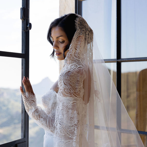 UNTAMED PETALS BY AMANDA JUDGE White Beaded Cathedral Wedding Veil Untamed Petals — Moondance Bridal main image 2