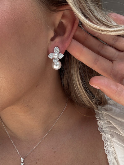 Magnolia Pearl and Crystal Earrings