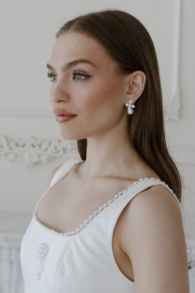 Magnolia Pearl and Crystal Earrings