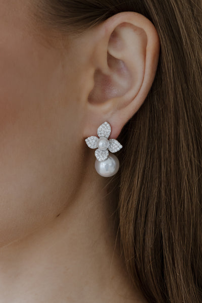Magnolia Pearl and Crystal Earrings