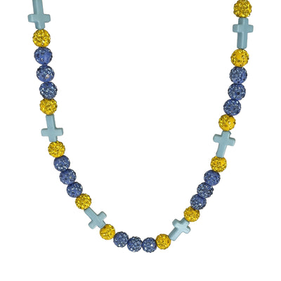 Beacon Faith Drip Beaded Sports Necklace | Light Blue and Yellow