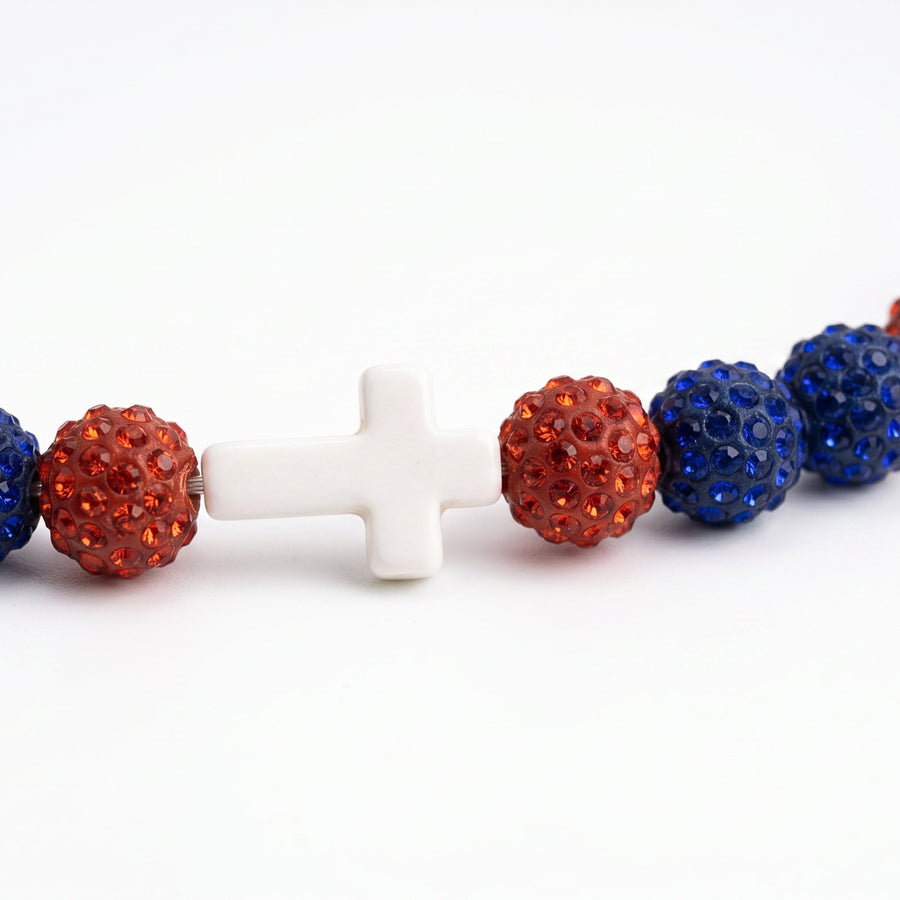 Honor Faith Drip Beaded Sports Necklace | Red, White & Blue