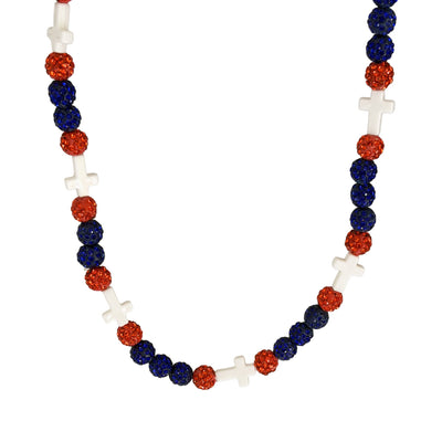 Honor Faith Drip Beaded Sports Necklace | Red, White & Blue