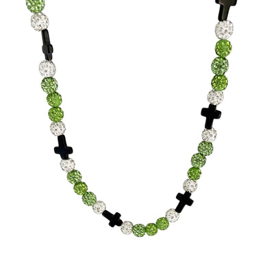 Valor Faith Drip Beaded Sports Necklace | Green, White & Black