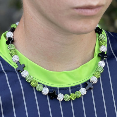 Valor Faith Drip Beaded Sports Necklace | Green, White & Black