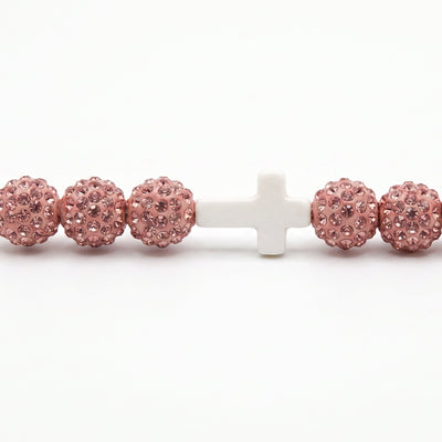 Hope Faith Drip Beaded Sports Necklace | Pink & White