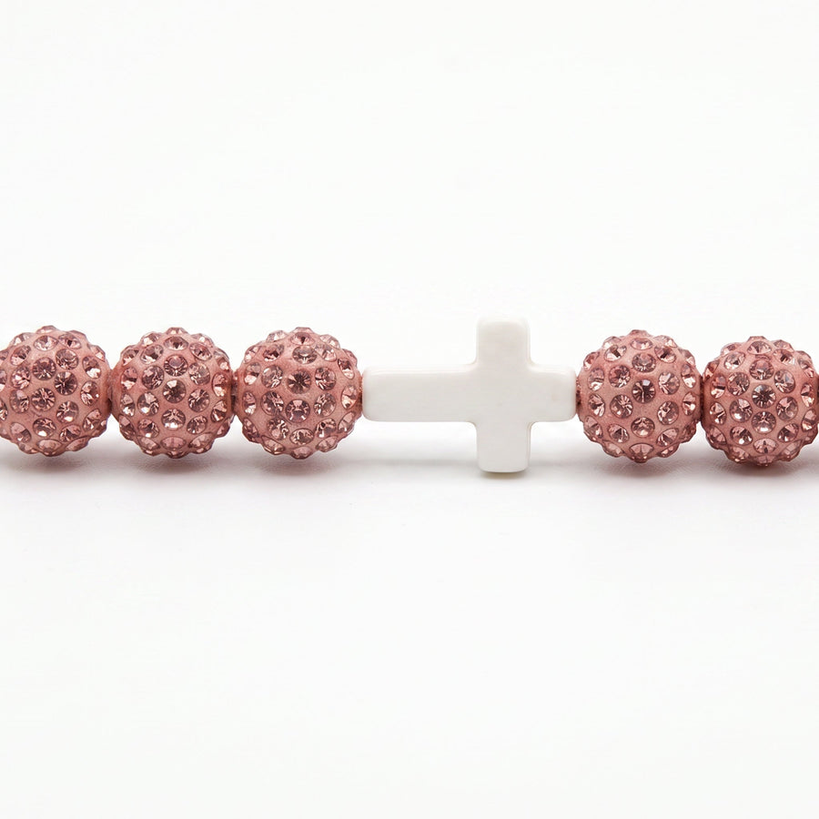 Hope Faith Drip Beaded Sports Necklace | Pink & White