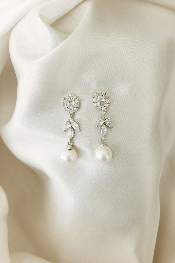 Palace Pearl and Crystal Drop Earrings