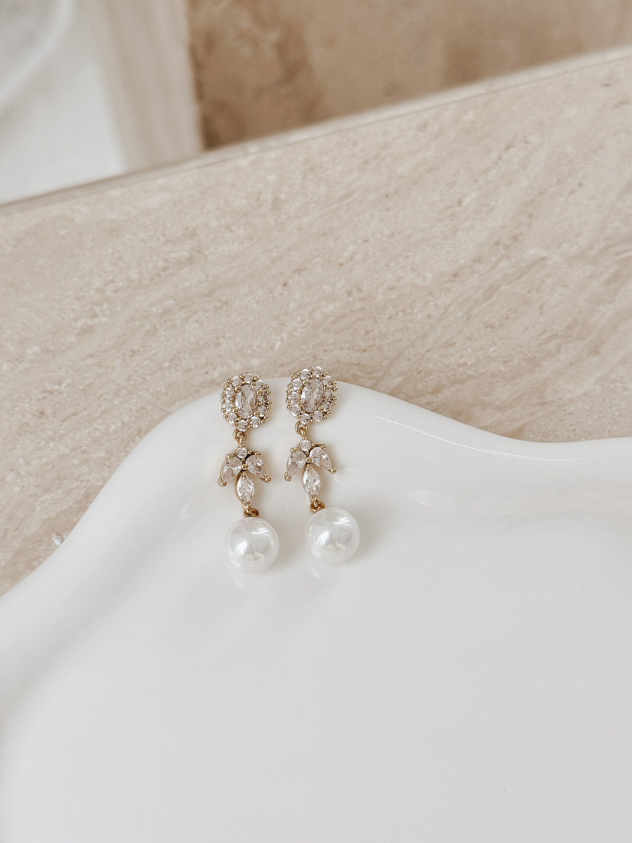 Palace Pearl and Crystal Drop Earrings