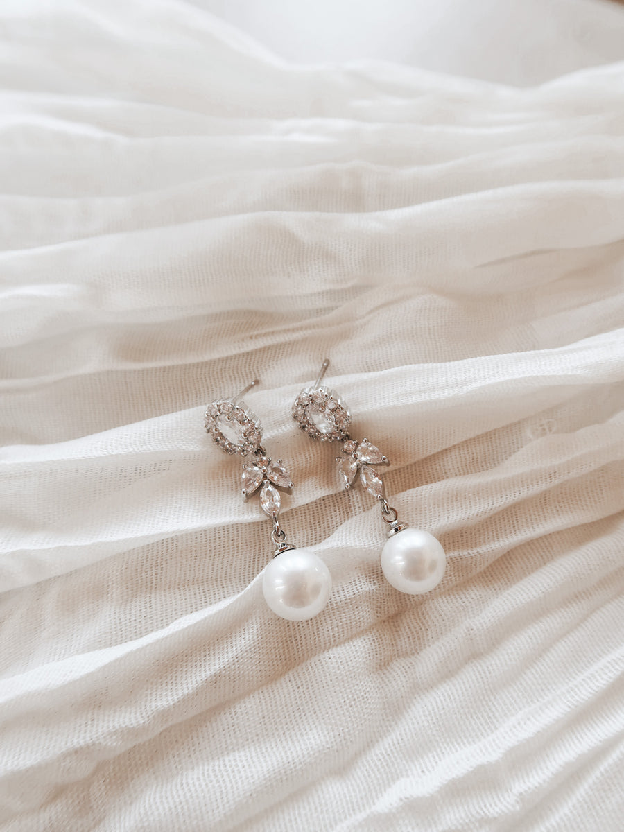Palace Pearl and Crystal Drop Earrings