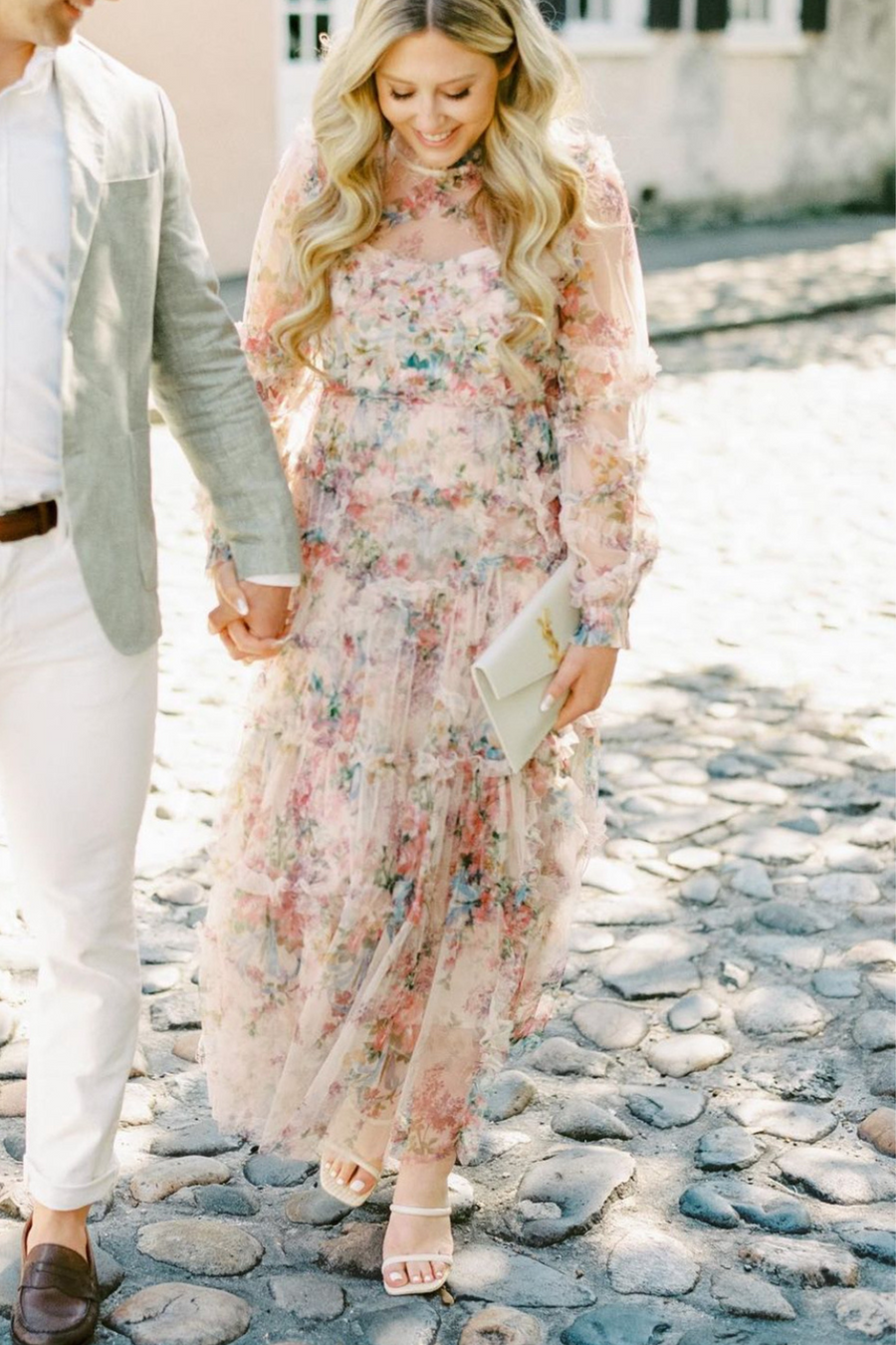 dreamer maxi dress Untamed Petals Dreamer Maxi | Show Stopping Floral Ruffle Long Sleeve Bridal Midi Dress | White