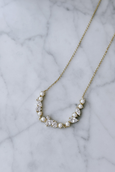 Cleo Pearl and Crystal Necklace